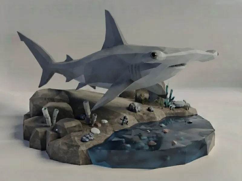 Low Poly Hammerhead Shark