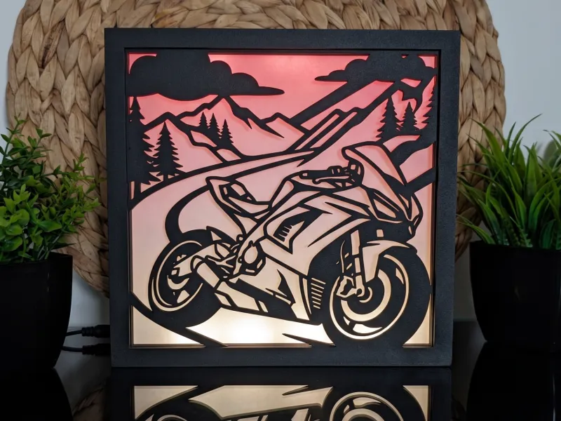 Passeio de Moto Esportiva na Montanha - Painel de Inserção Modular para Caixa de Luz