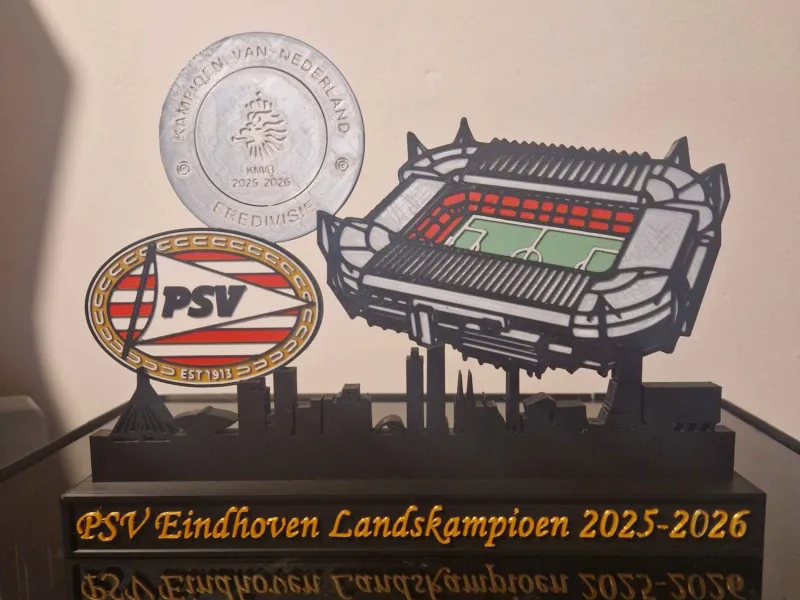 PSV Art stand with Stadium and Dutch league champ  2025-2026