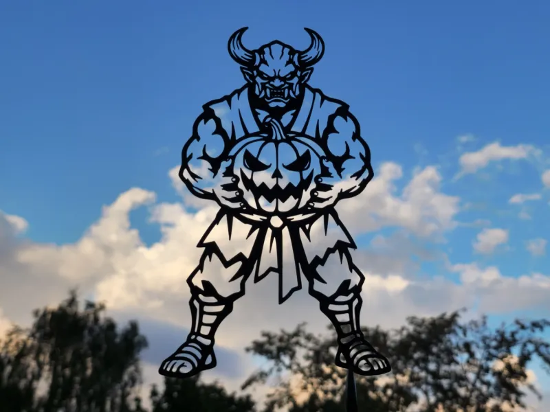 Oni Demon Pumpkin Halloween Wall Art