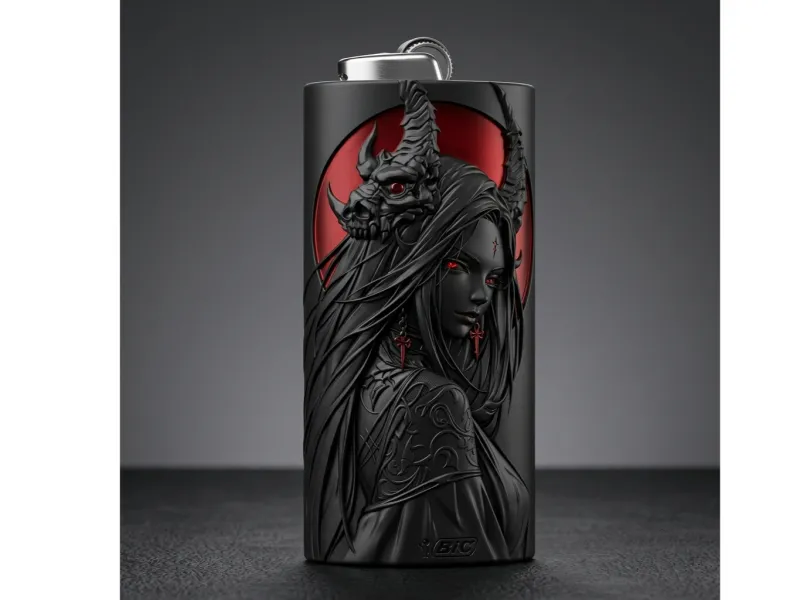 Case for lighter BIC J6 Demonic Girl style