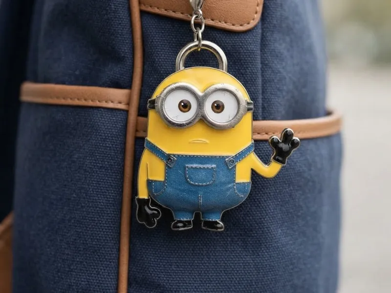 Cute Minion Bob Waving Keychain - Despicable Me Cartoon Back