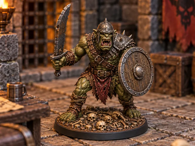Orc mini with sword for D&D, Heroquest, DSA, RPG