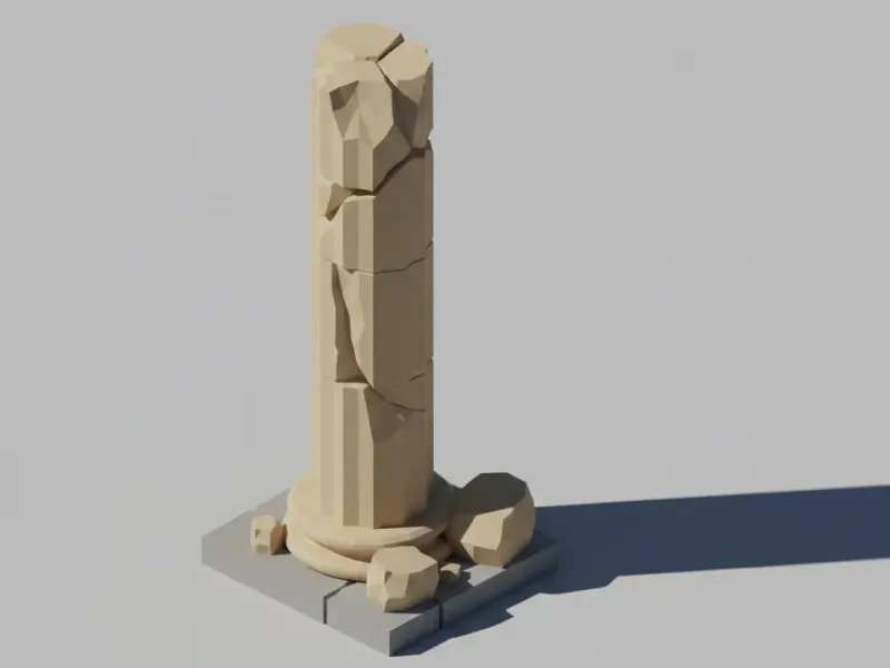 Coluna em Ruínas Low Poly
