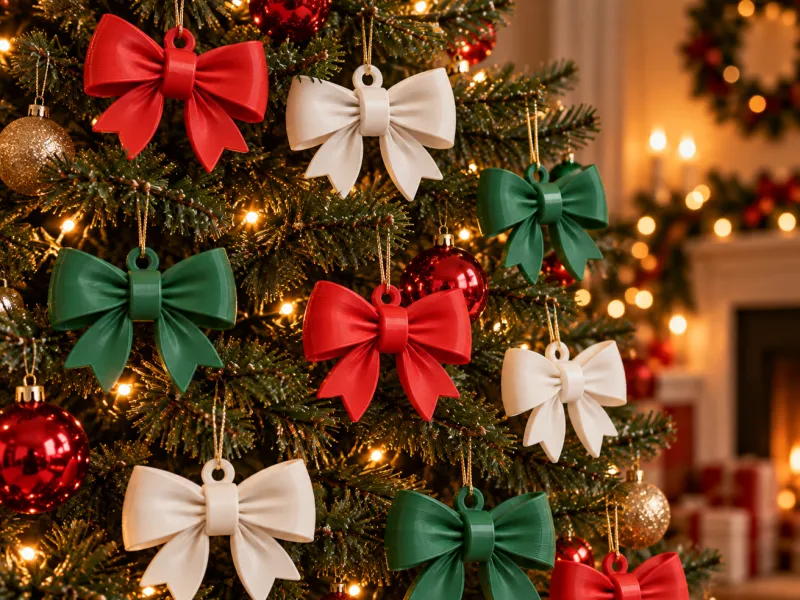 Satin Christmas Tree Bow Ornament