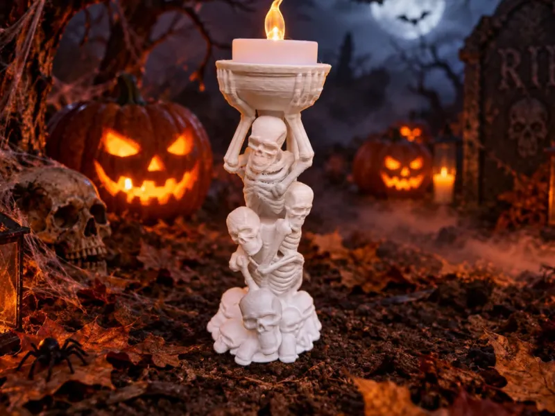 Portacandele scheletro di Halloween