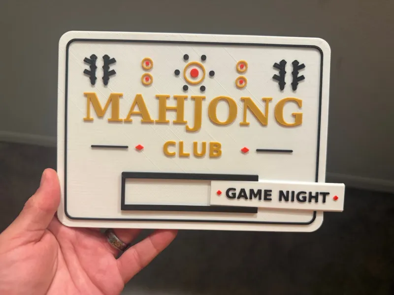 麻雀クラブサイン スライド式ゲームナイトネームプレート付き