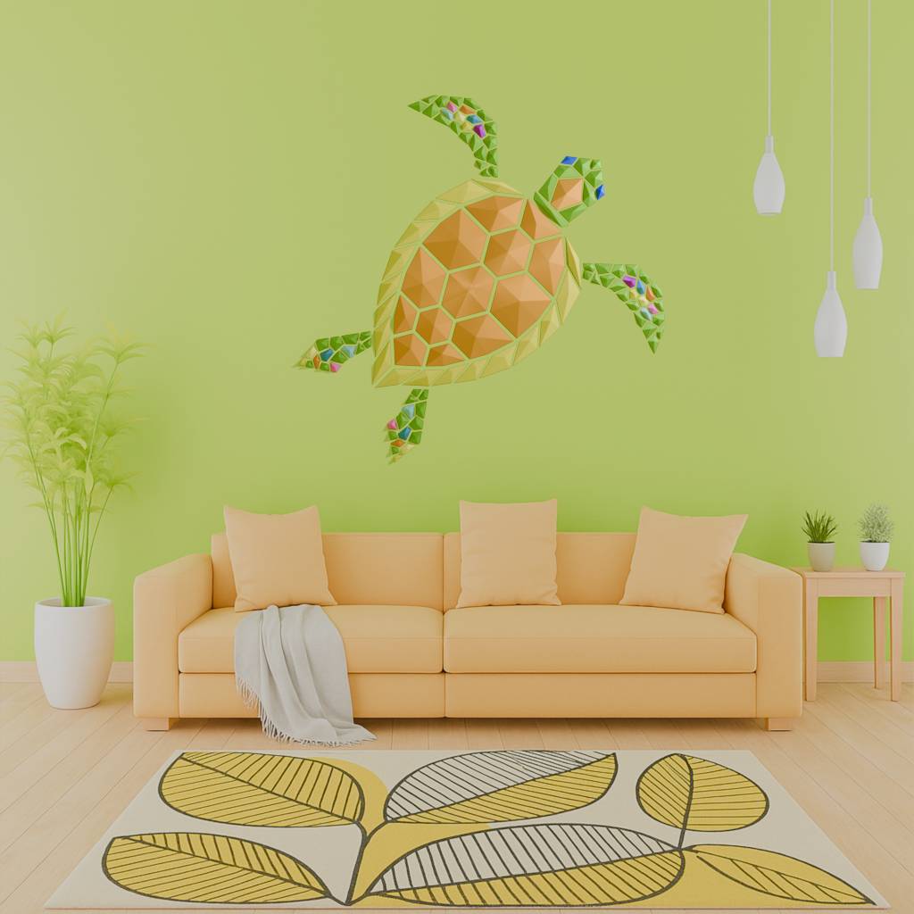 Geometrische Schildkröte Kunst an der Meereswand
