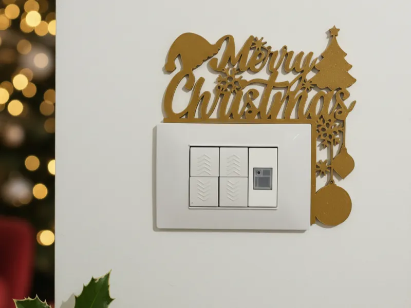 Christmas Corner Decoration with Santa and Three Reindeer