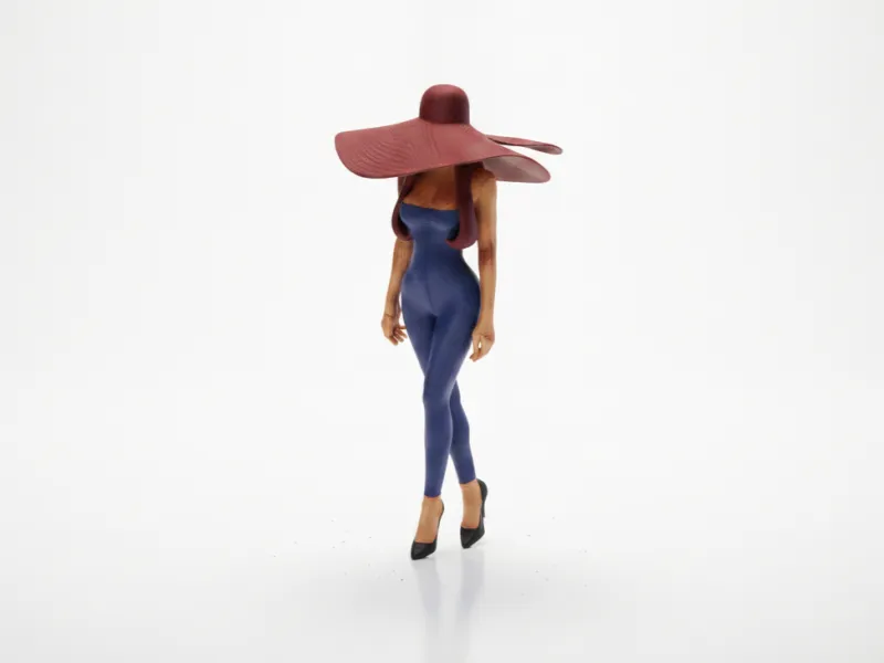Estatueta de Senhora com Chapéu de Sol Figura Feminina Imprimível em 3D