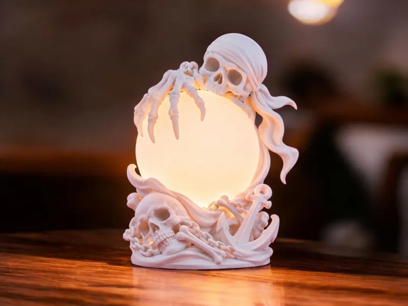 Pirate Skull Moon Lamp | Skull & Anchor LED Night Light