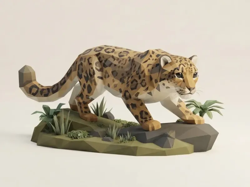 Low Poly Clouded Leopard