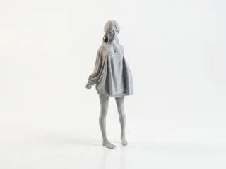 Lady In Jacket Figurine Female Figure 3D Printable
