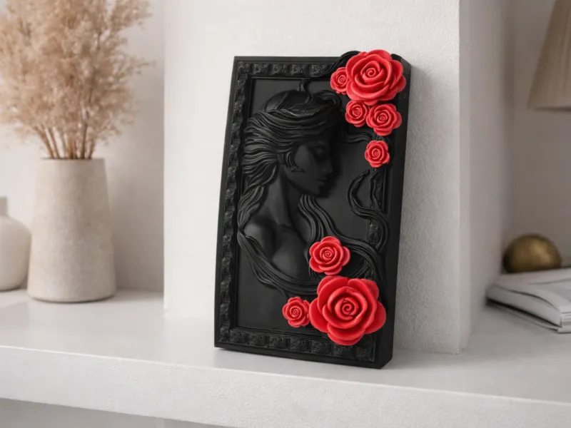 Girl in Frame with Flowers Cameo Plaque