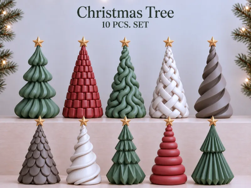 Conjunto Moderno de Árboles de Navidad 10 Pcs