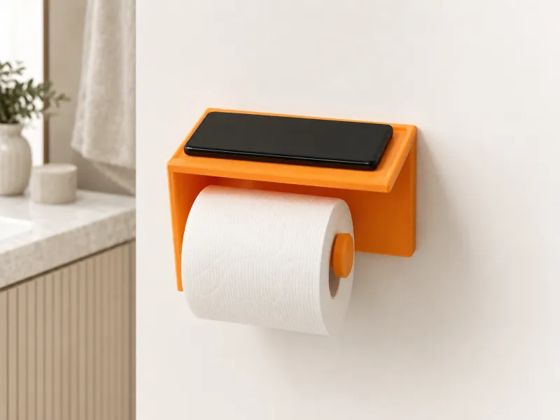 Soporte de papel higiénico montado en la pared con estante para teléfono