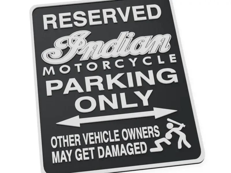 Indian Motorcycle Workshop Garage Biker Parking Segnale di avvertimento