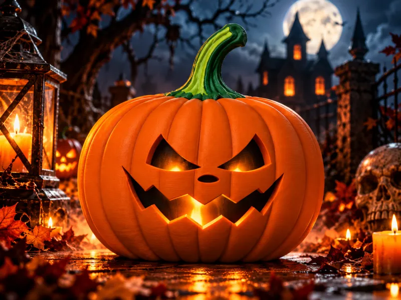 SCARY LANTERN PUMKIN - Fully Scalable - 3 models