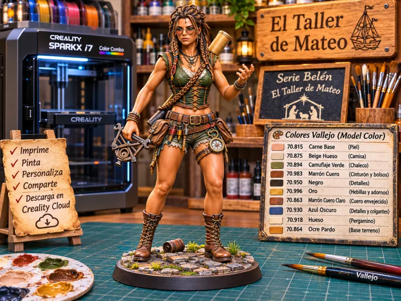 Exploradora de Fantasía con Ballesta – El Taller de Mateo