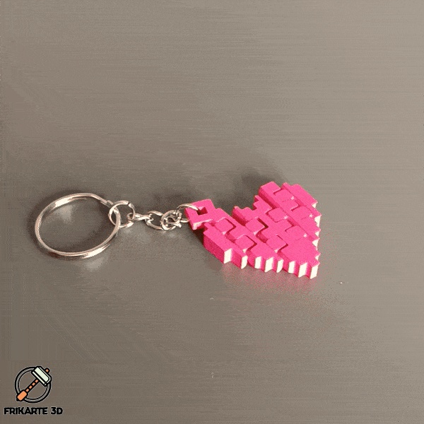 Articulated Pixel Heart Keychain-0