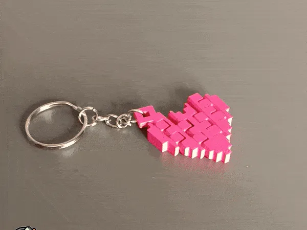 Articulated Pixel Heart Keychain