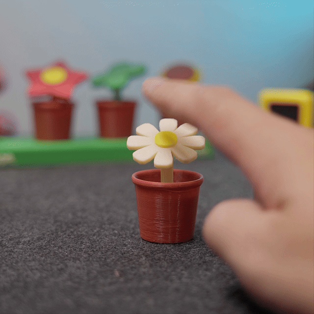 デイジーフラワーポットクリッカー - フィジェットトイ＆デスクデコ