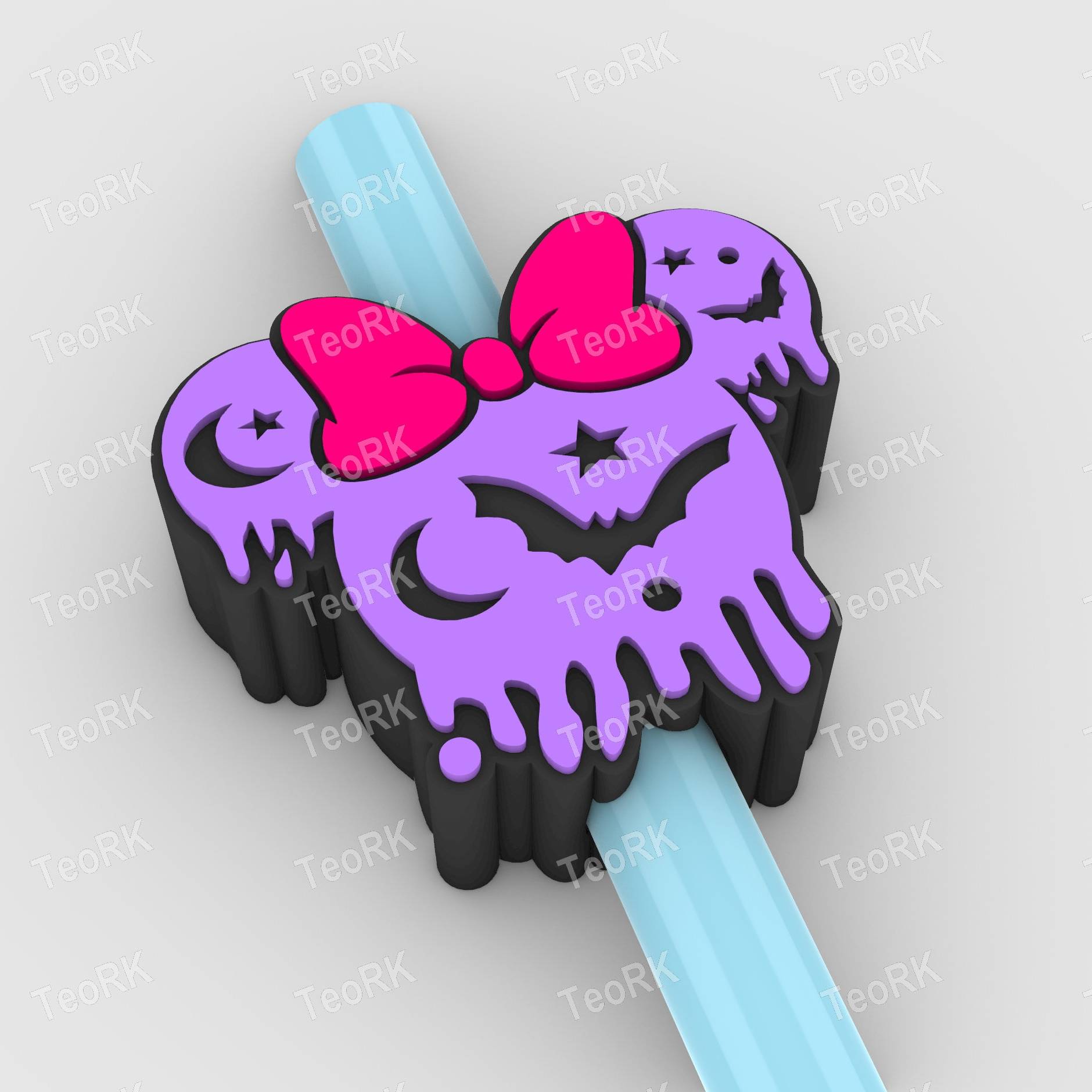 Straw Topper Halloween for kids - mouse with a bow