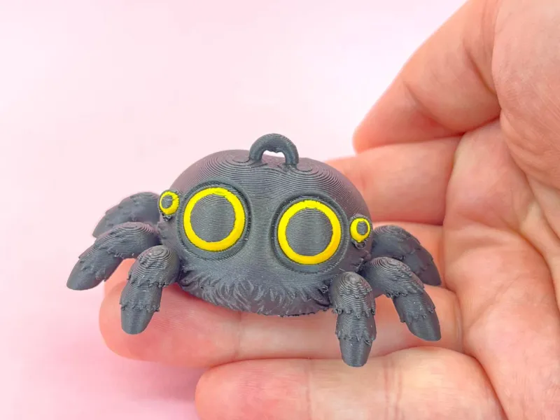 Baby jumping spider keychain ornament