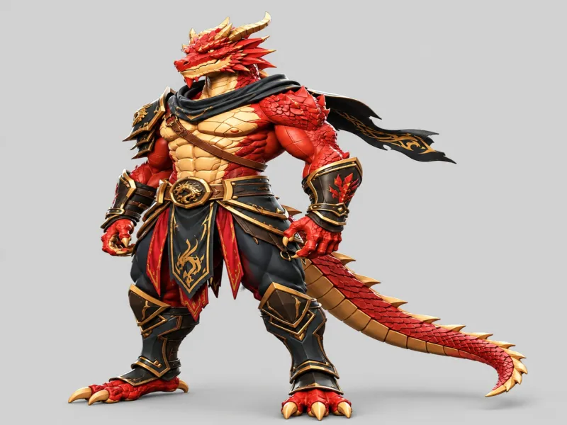 Red Dragon Warrior – Stylized Fantasy Humanoid Character