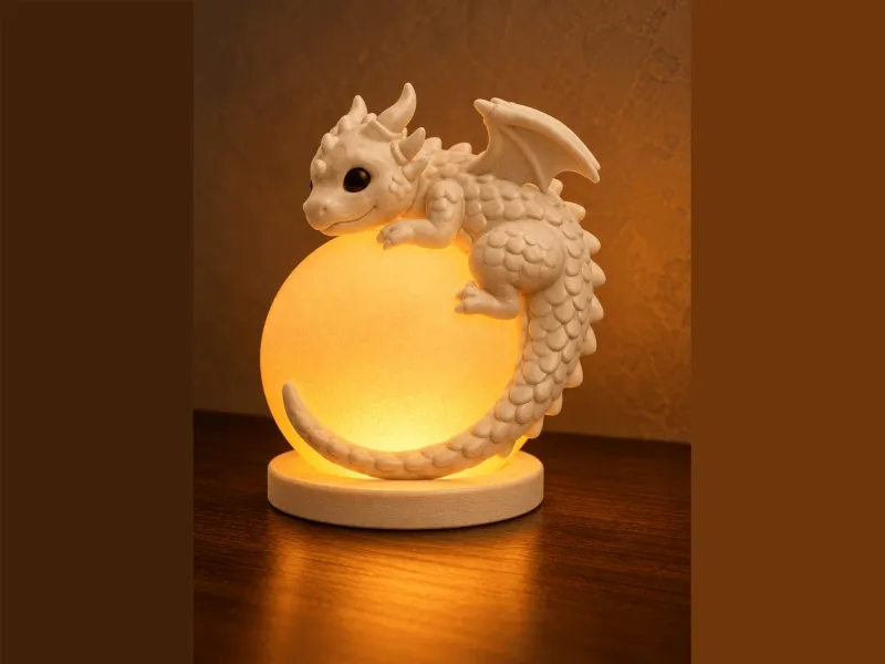 Baby Dragon Moon Lamp | Cute Fantasy Dragon Night Light