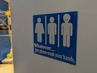 Funny Wash Your Hands Alien Sign for Bathroom
