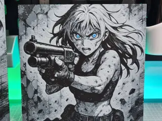 Girl Anime Shotgun – Hueforge – 4 Colors