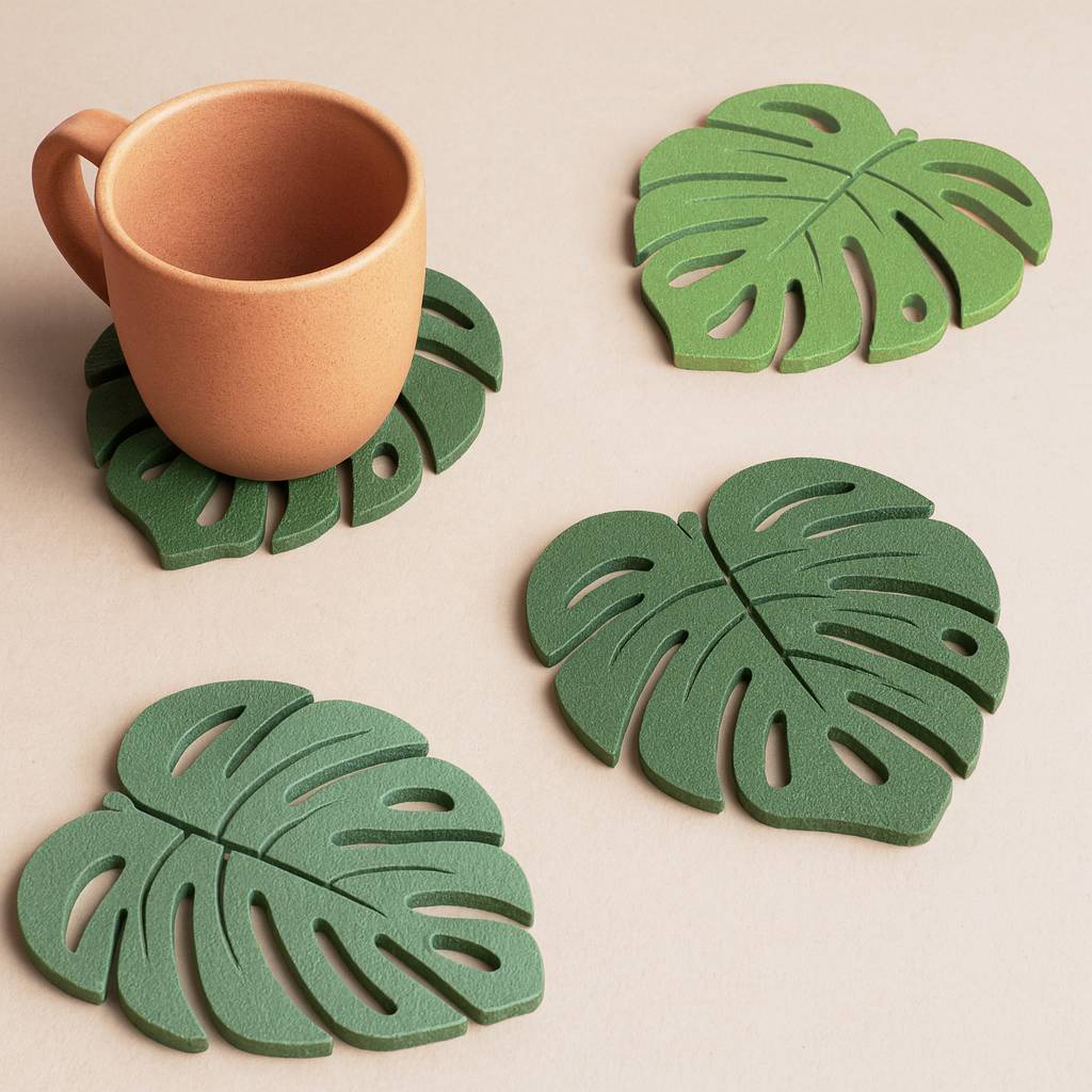Monstera Leaf Coaster Set, 3D Tropical Printable STL File,