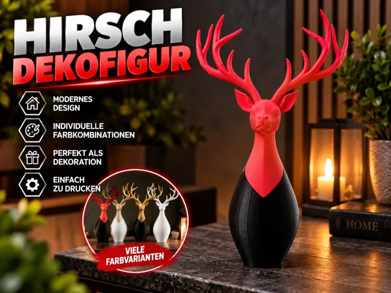 Moderner Hirsch mit Geweih – Elegante Dekofigur