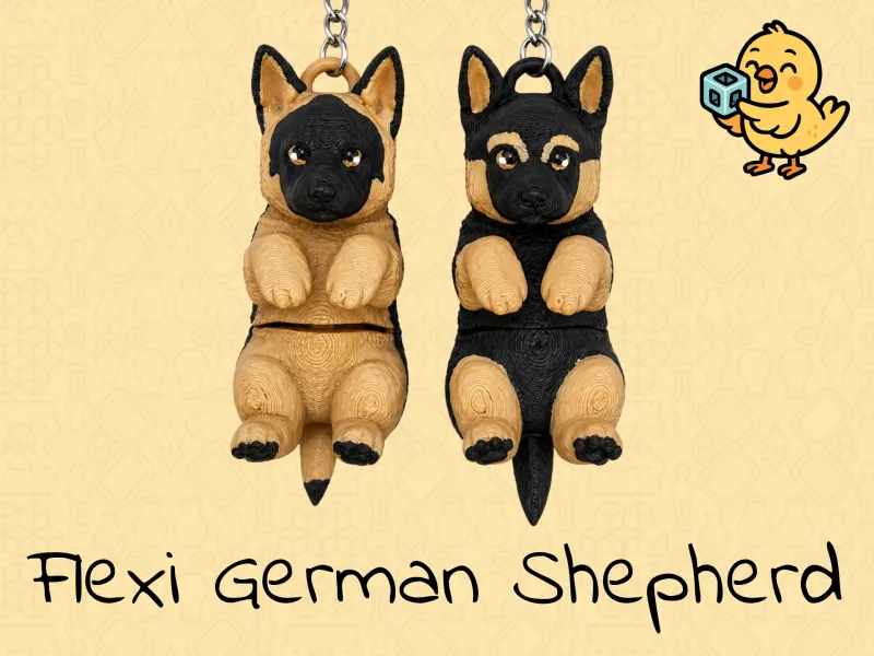 Deutscher Schäferhund-Schlüsselanhänger – Bewegliches Flexi-Hundewelpe-Spielzeug