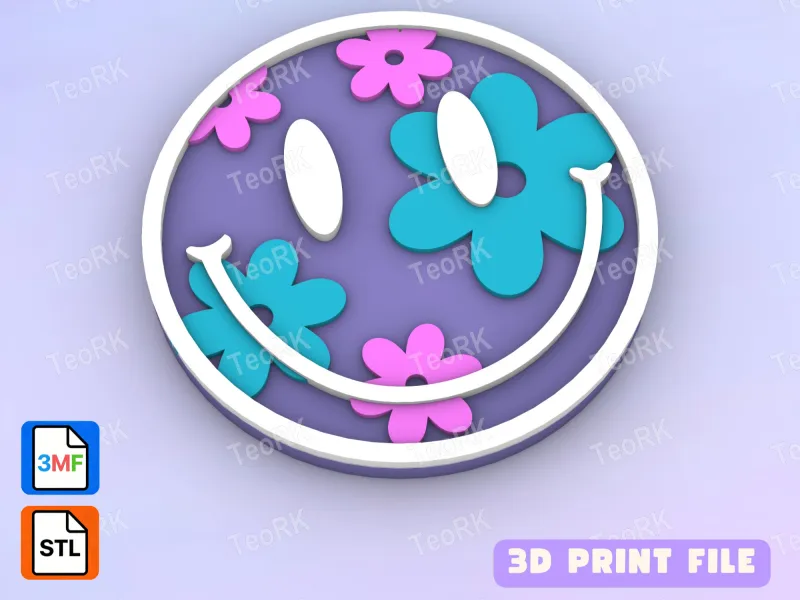 Badge Reel Topper Flat Back smile - flowers