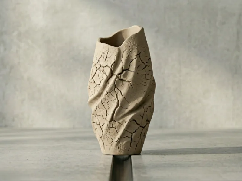 1618 CRACKED EARTH — Sculptural Vase STL (3D Printable)