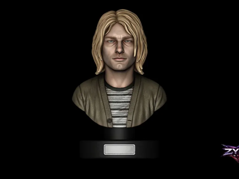 Kurt Cobain Bust STL  Rock Legend Sculpture 3D Print Model