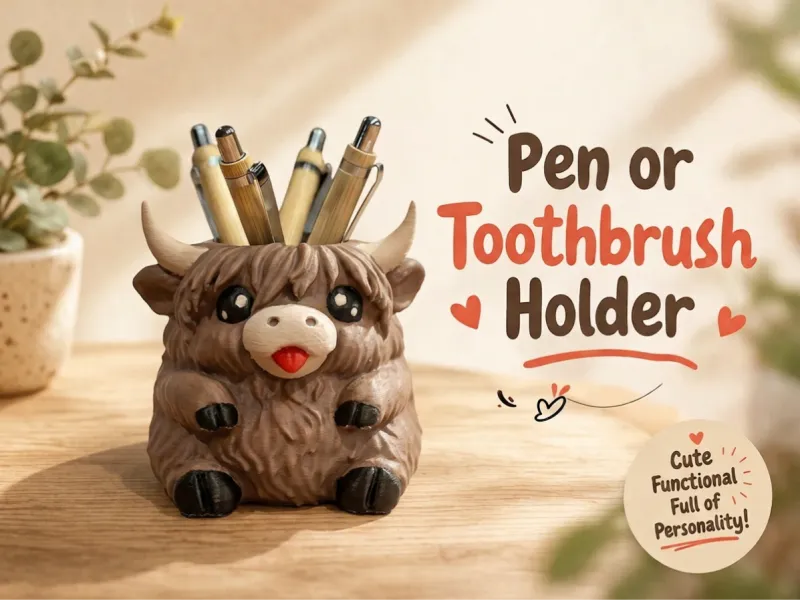 Porte-stylos ou porte-brosse à dents Vache des Highlands