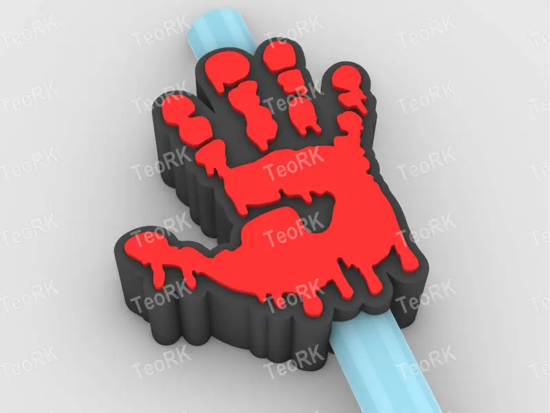 Straw Topper bloody handprint