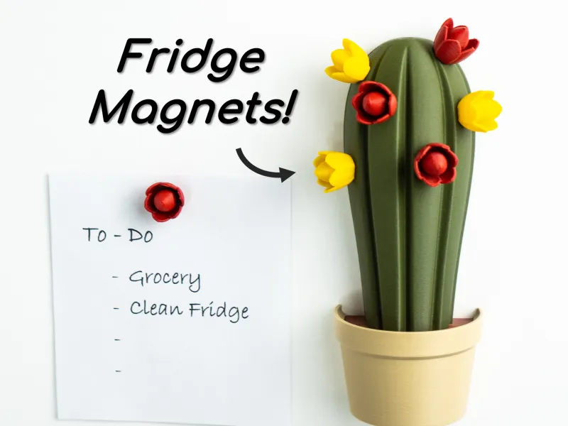 Fridge Magnet "SnapCacti" Featuring Detachable Magnet Blooms