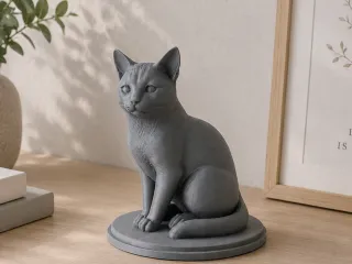 Elegant Cat Statue – Minimalist 3D Printable Decor