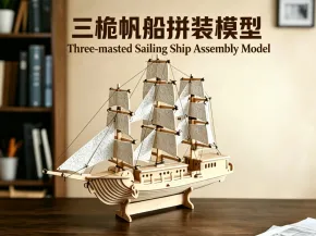Sailboat 3D Puzzle No AMS Required Assembly Toy Kids Educational Casual Kit Pirate Ship