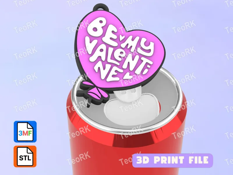 Soda Tab Opener Keychain Heart - Be my valentine