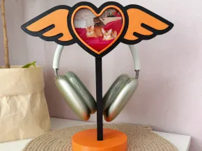 Soporte para auriculares con forma de corazón y portafotos