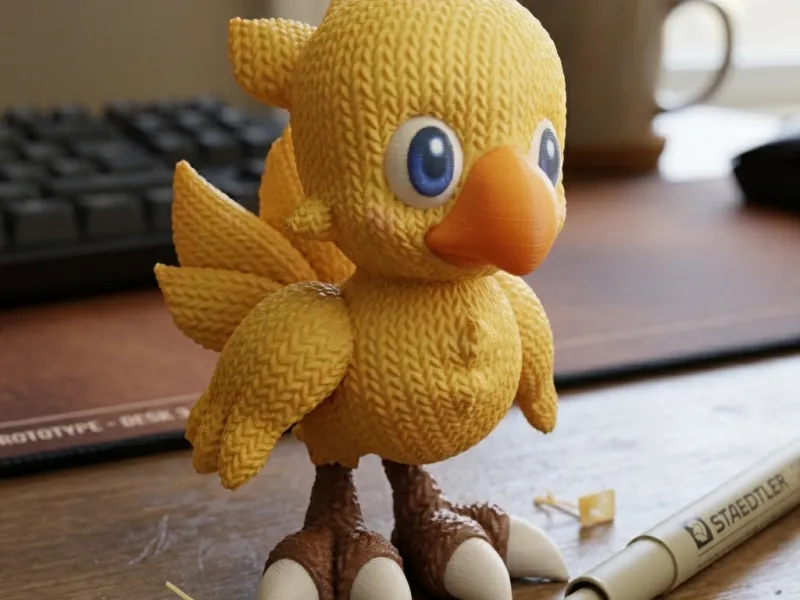 Gestrickter Chocobo - Mini-Figur STL | Final Fantasy Fanart