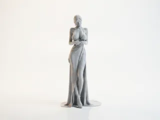 Long Dress Lady Figurine Female 3D Printable