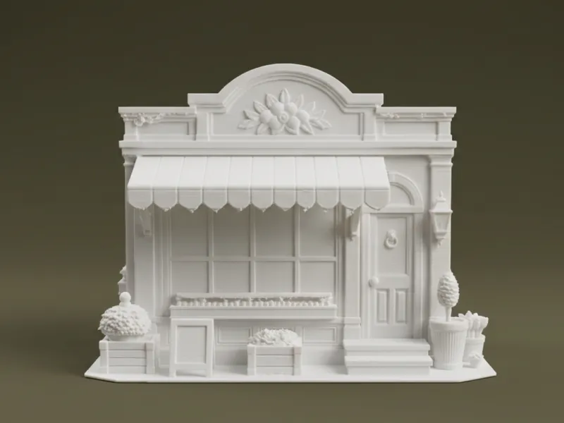 Modelo 3D de Diorama de Floristería en Miniatura