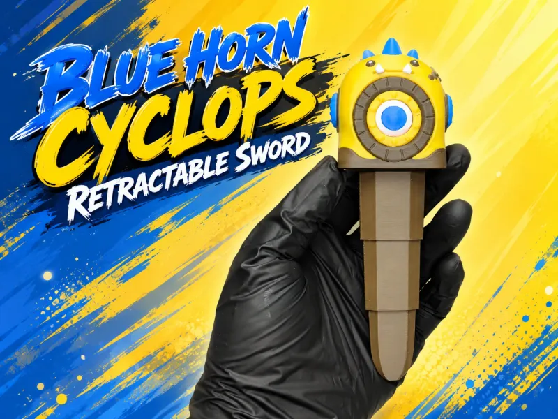 Blauwe Hoorn Cycloop Intrekbare Zwaard