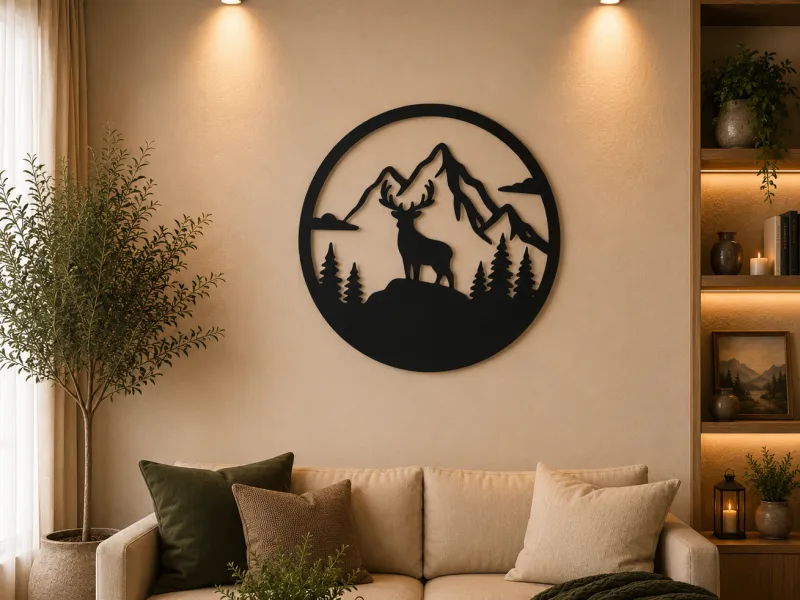 Majestic Deer Mountain 2D Wall Art